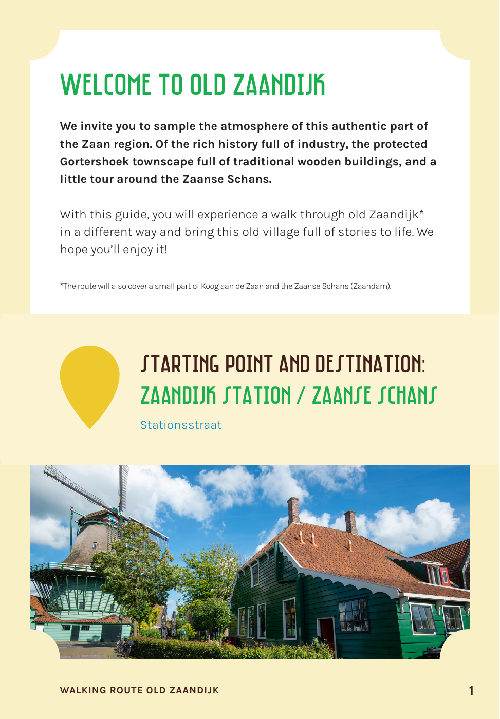 English opening page of the Zaandam walking guide