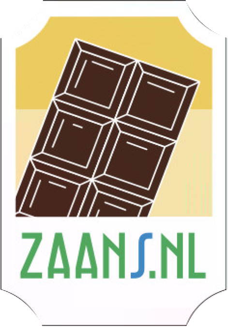 Zaans.nl label illustration of a bar of Zaanse chocolate